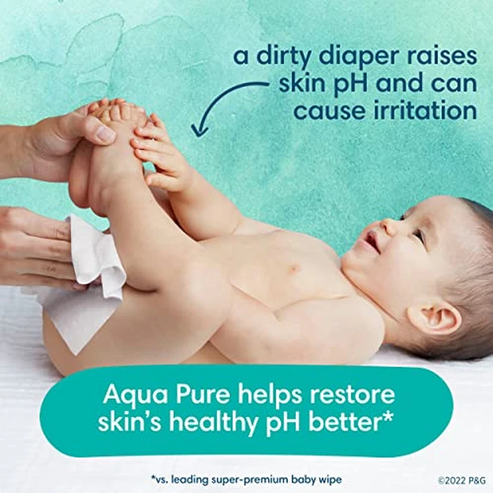 Pampers Aqua Pure Baby Wipes, 99% Water, Fragrance Free, 112 Baby Wipes Total (2X Flip-Top Packs) by Pampers - Image 6