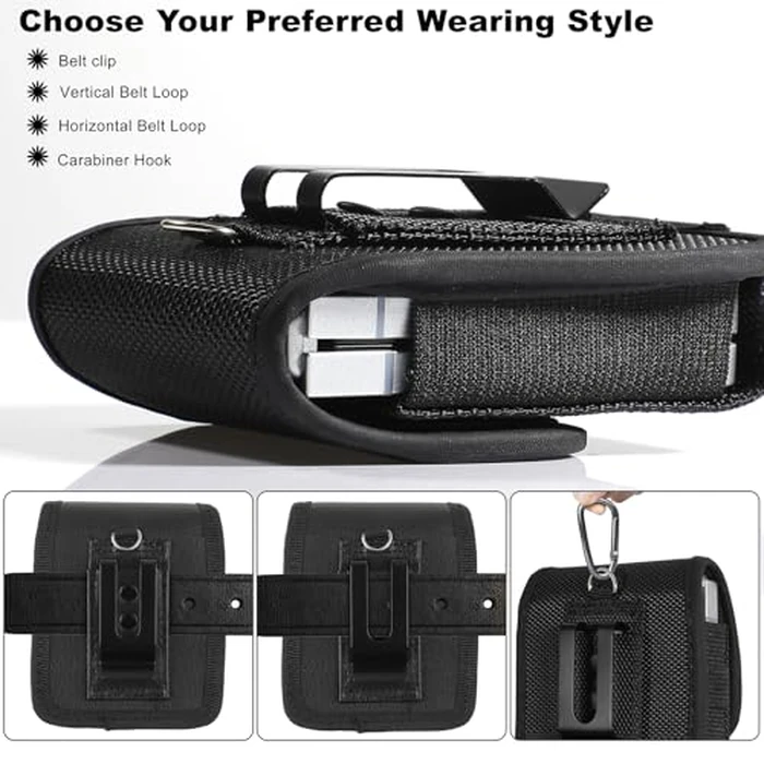 Phone Holster for Samsung Galaxy Z Flip 7 6 5 4 3 Nylon Phone Pouch Belt Clip Waist Holster Pouch Motorola RAZR 2024 2023 Black by DAKORIE - Image 2