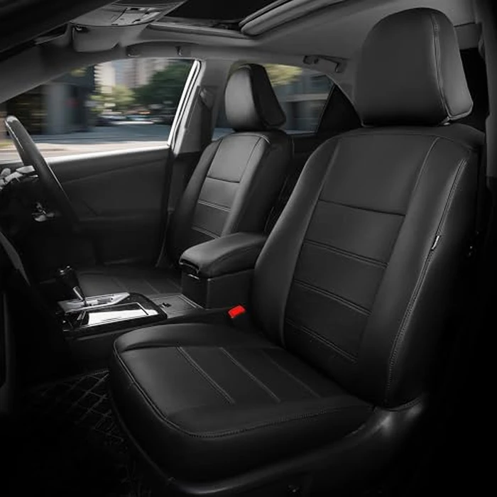 FEINEPRO for Toyota Camry Seat Covers L LE XLE 2012 2013 2014 2015 2016 2017 - Custom Fit Car Seat Covers Full Set, Waterproof Breathable Leather Seat Covers for Cars, Black Not for Hybrid by FEINEPRO - Used - Like New condition - CA$233.67