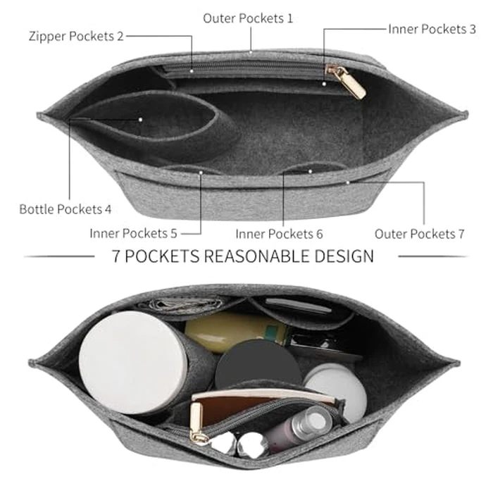 LOUKAYCCI Felt Organizer Compatible with longchamp le pliage L Handbag Insert (Large,Gary) by LOUKAYCCI - Image 6