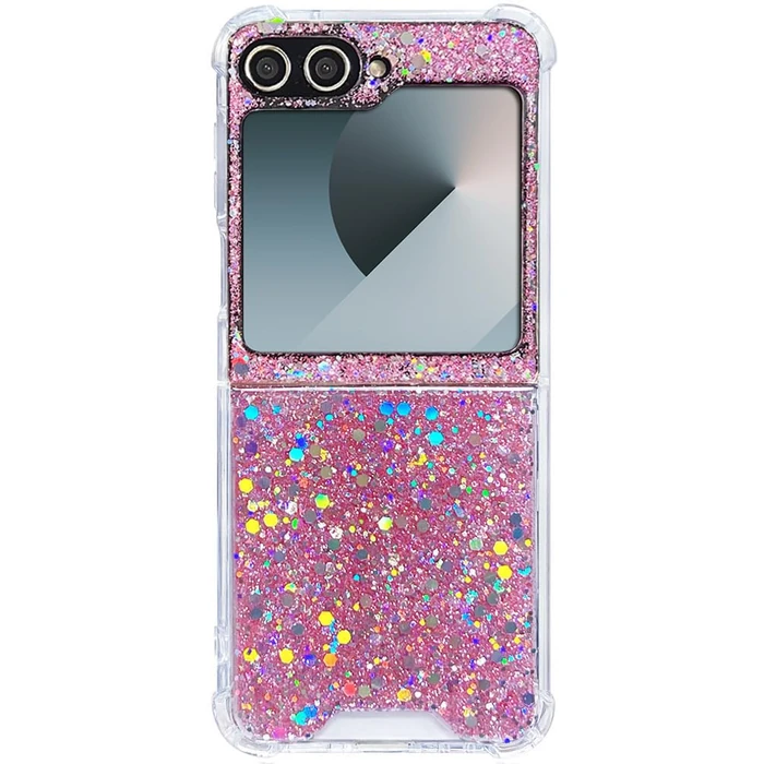 CEOKOK for Samsung Galaxy Z Flip 5/ Z Flip 6/ Z FLIP 7 FE Case Clear Glitter Girly Women Cute Design Protective Pink Holographic Sparkles Bling Aesthetic Shockproof Kawaii Sturdy Phone Cover by CEOKOK - Used - Like New condition - US$12.29