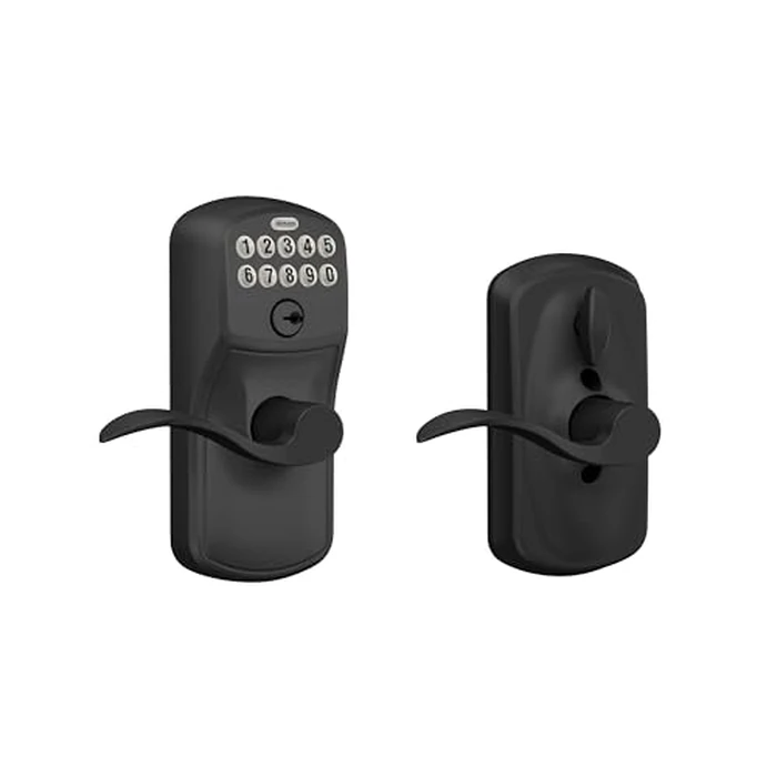 Schlage Plymouth Keypad Lock with Lever Handle, Electronic Keyless Door Entry, Flex Lock Auto‑Lock Option, Matte Black, FE595 PLY 622 Acc by SCHLAGE - Used - Acceptable condition - US$76.26