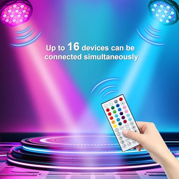 Sepnakgee Bluetooth Party Lights, 36LED Party Light with IR Remote, DJ Lights with Music Sound Activated, Timed Floodlight with Fan Suitable for Family Parties, Music Studio, 2 Packs by Sepnakgee - Image 3