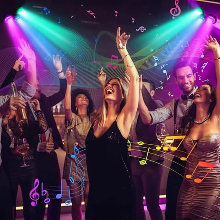 Sepnakgee Bluetooth Party Lights, 36LED Party Light with IR Remote, DJ Lights with Music Sound Activated, Timed Floodlight with Fan Suitable for Family Parties, Music Studio, 2 Packs by Sepnakgee - Image 5