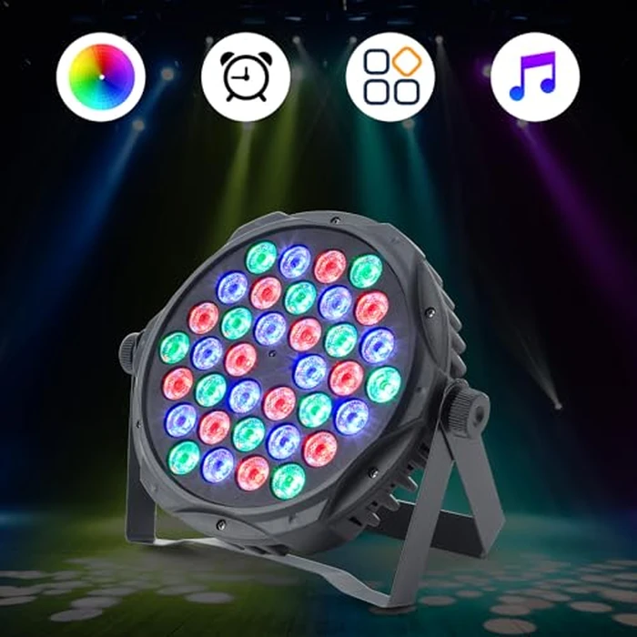 Sepnakgee Bluetooth Party Lights, 36LED Party Light with IR Remote, DJ Lights with Music Sound Activated, Timed Floodlight with Fan Suitable for Family Parties, Music Studio, 2 Packs by Sepnakgee - Image 8