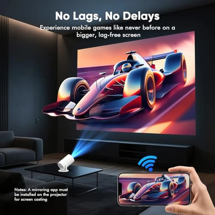 [ Built-in Google TV & Voice Control] WISHOLY Mini Projector with WiFi and Bluetooth, Built-in Streaming Apps, Portable Movie Projector 4K with 180 degrees Rotatable for Outdoor, Home Theater, Movie Night by WISHOLY - Image 8