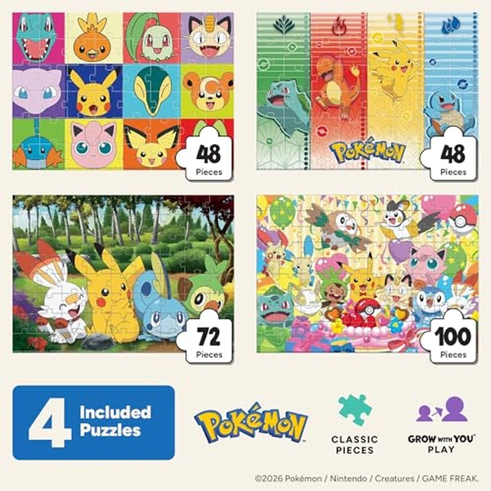 Buffalo Games - Pokémon 4-in-1 Kids Jigsaw Puzzle Multipack - 48, 72 & 100 Piece Puzzles - Colorful Character Art - Preschool Learning Activity -Ages 3-6+ - Birthday for Boys & Girls by Buffalo Games - Image 2
