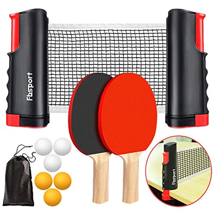 FBSPORT Ping Pong Paddle Set, Portable Table Tennis Set with Retractable Net,Rackets,Balls and Carry Bag for Indoor/Outdoor Games by FBSPORT - Used - Like New condition
