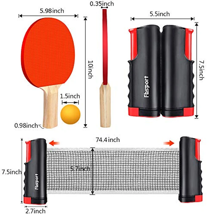 FBSPORT Ping Pong Paddle Set, Portable Table Tennis Set with Retractable Net,Rackets,Balls and Carry Bag for Indoor/Outdoor Games by FBSPORT - Image 3