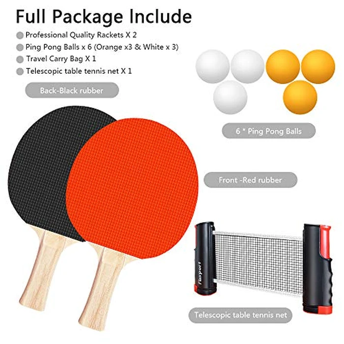 FBSPORT Ping Pong Paddle Set, Portable Table Tennis Set with Retractable Net,Rackets,Balls and Carry Bag for Indoor/Outdoor Games by FBSPORT - Image 6