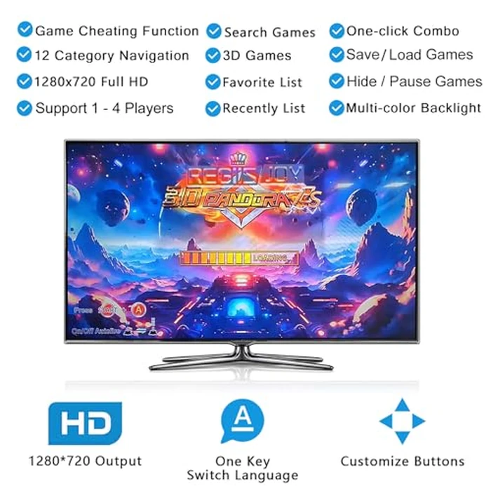 RegiisJoy 32000 in 1 Portable Arcade Game Console 18-inch HD Screen Dual Players Pandoras Box 78S,Retro Video Game Machine Metal Box Search/Hide/Save/Load/Pause Games by RegiisJoy - Image 3