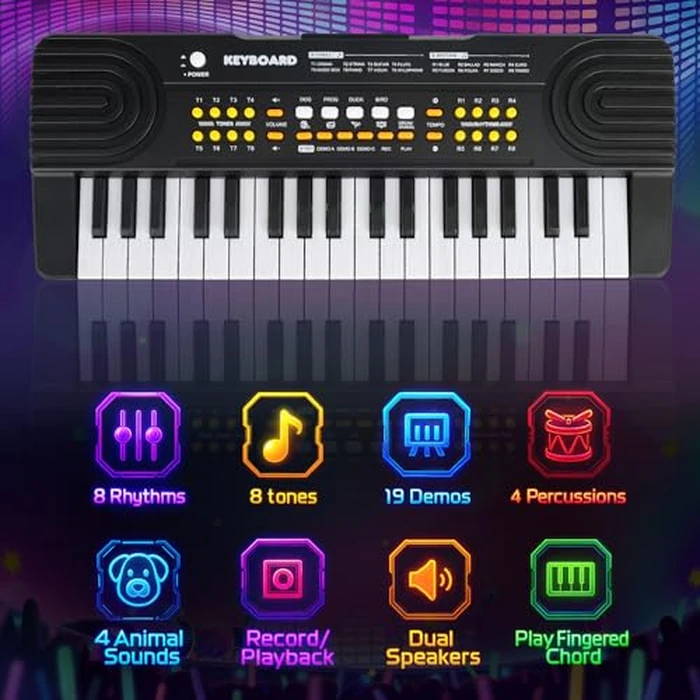 Upgraded 37 Key Piano Keyboard Toy for Kids Ages 3-5 Electric Pianos with Microphone Toddler First Music Toys for 3 4 5 6 7 Year Old Boys Girls Birthday (Black) by Drmukie - Image 4