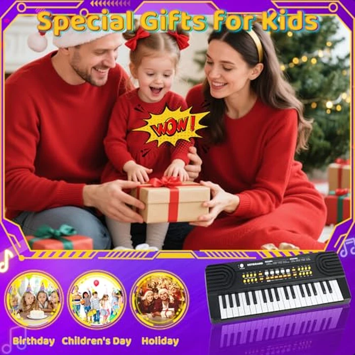Upgraded 37 Key Piano Keyboard Toy for Kids Ages 3-5 Electric Pianos with Microphone Toddler First Music Toys for 3 4 5 6 7 Year Old Boys Girls Birthday (Black) by Drmukie - Image 5