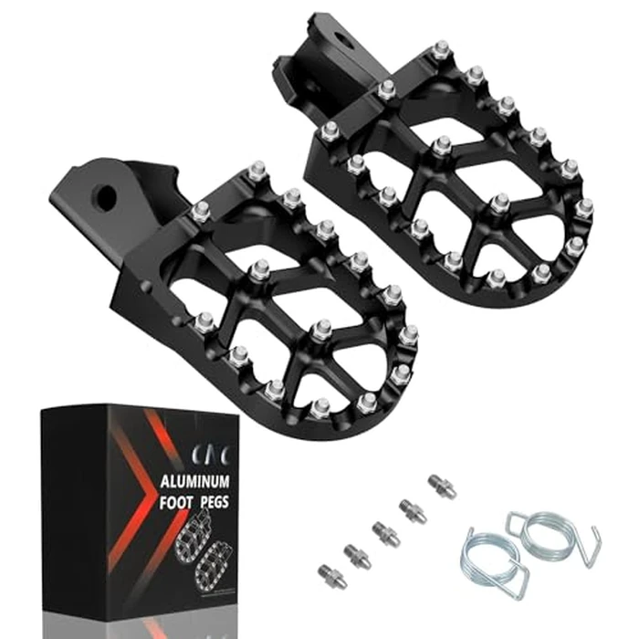 JFG RACING Dirt Bike Foot Pegs with Springs,7075 Aluminum CNC Footpegs Pedals Rests for Surron Light Bee X and S/E Ride Pro SS/CRF150F CRF230F 03-19/X160/X260-Black by JFG RACING - Image 1