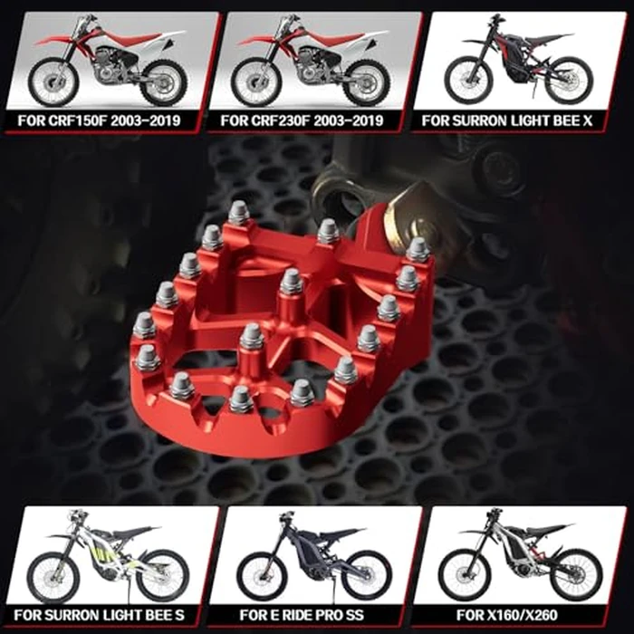JFG RACING Dirt Bike Foot Pegs with Springs,7075 Aluminum CNC Footpegs Pedals Rests for Surron Light Bee X and S/E Ride Pro SS/CRF150F CRF230F 03-19/X160/X260-Black by JFG RACING - Image 2