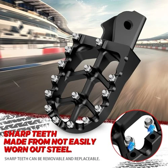 JFG RACING Dirt Bike Foot Pegs with Springs,7075 Aluminum CNC Footpegs Pedals Rests for Surron Light Bee X and S/E Ride Pro SS/CRF150F CRF230F 03-19/X160/X260-Black by JFG RACING - Image 4