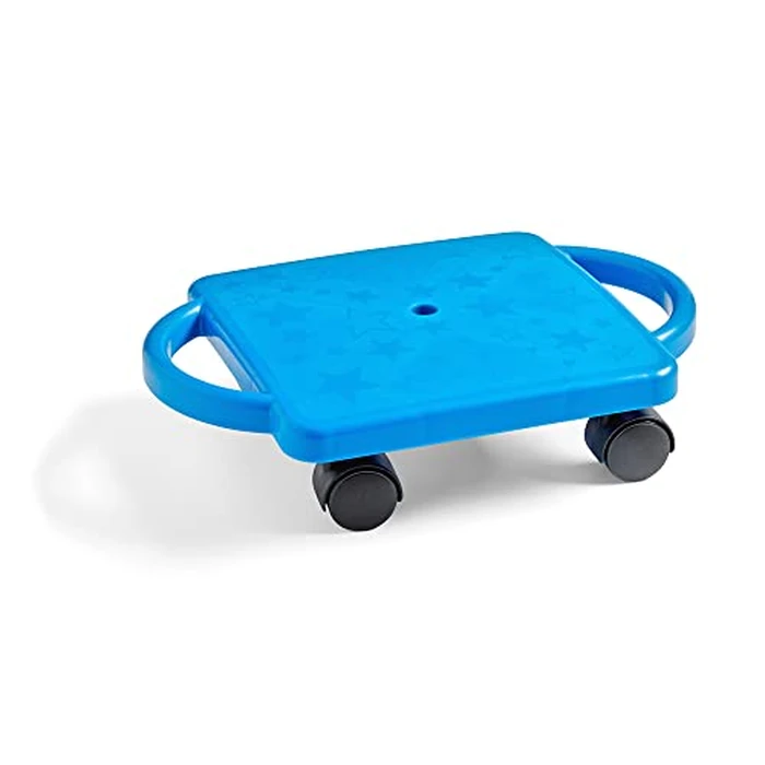 hand2mind Blue Indoor Scooter Board with Safety Handles for Kids Ages 6-12, Plastic Floor Scooter Board with Rollers, Physical Education for Home, Homeschool Supplies (Pack of 1) by hand2mind - Image 1