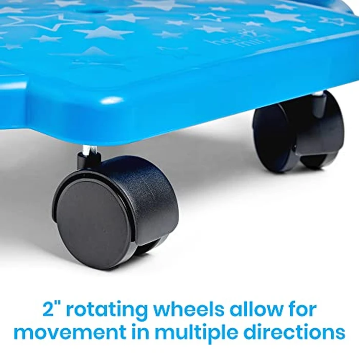 hand2mind Blue Indoor Scooter Board with Safety Handles for Kids Ages 6-12, Plastic Floor Scooter Board with Rollers, Physical Education for Home, Homeschool Supplies (Pack of 1) by hand2mind - Image 4
