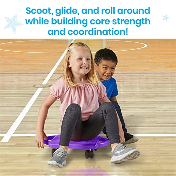 hand2mind Blue Indoor Scooter Board with Safety Handles for Kids Ages 6-12, Plastic Floor Scooter Board with Rollers, Physical Education for Home, Homeschool Supplies (Pack of 1) by hand2mind - Image 5
