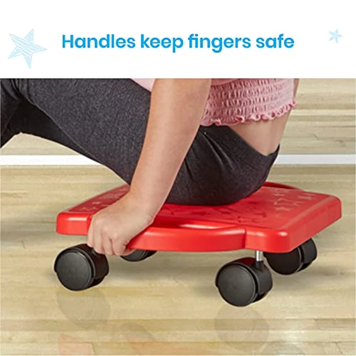 hand2mind Blue Indoor Scooter Board with Safety Handles for Kids Ages 6-12, Plastic Floor Scooter Board with Rollers, Physical Education for Home, Homeschool Supplies (Pack of 1) by hand2mind - Image 6