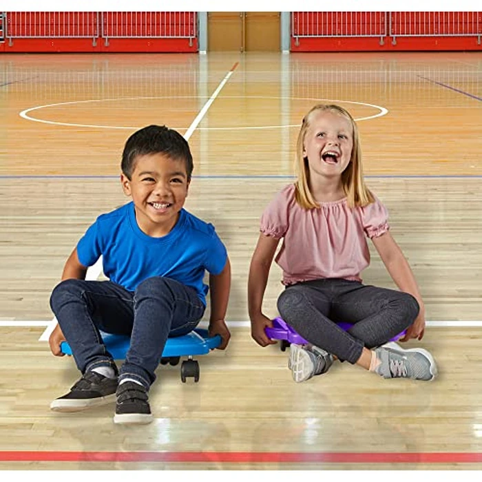 hand2mind Blue Indoor Scooter Board with Safety Handles for Kids Ages 6-12, Plastic Floor Scooter Board with Rollers, Physical Education for Home, Homeschool Supplies (Pack of 1) by hand2mind - Image 7