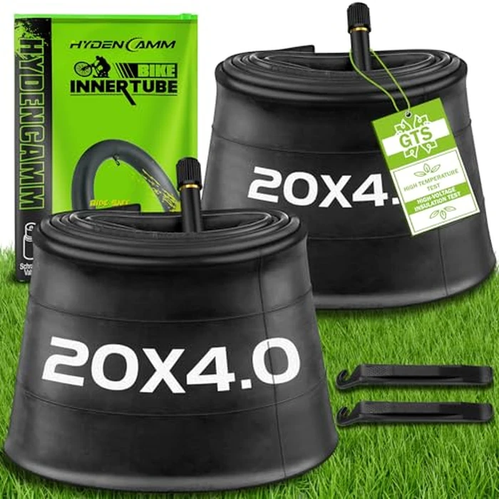 2 Pack 20x4.0 Fat Tire Tube, 20x3.5/4.0 E-Bike Bicycle Fat Tire Tubes AV Schrader Valve with 2 Tire Levers, 20x4 Bike Tube for 20 Inch Ebike Electric Bicycle Road Mountain by Hydencamm - Used - Like New condition
