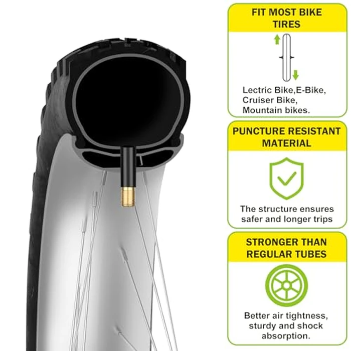 2 Pack 20x4.0 Fat Tire Tube, 20x3.5/4.0 E-Bike Bicycle Fat Tire Tubes AV Schrader Valve with 2 Tire Levers, 20x4 Bike Tube for 20 Inch Ebike Electric Bicycle Road Mountain by Hydencamm - Image 4