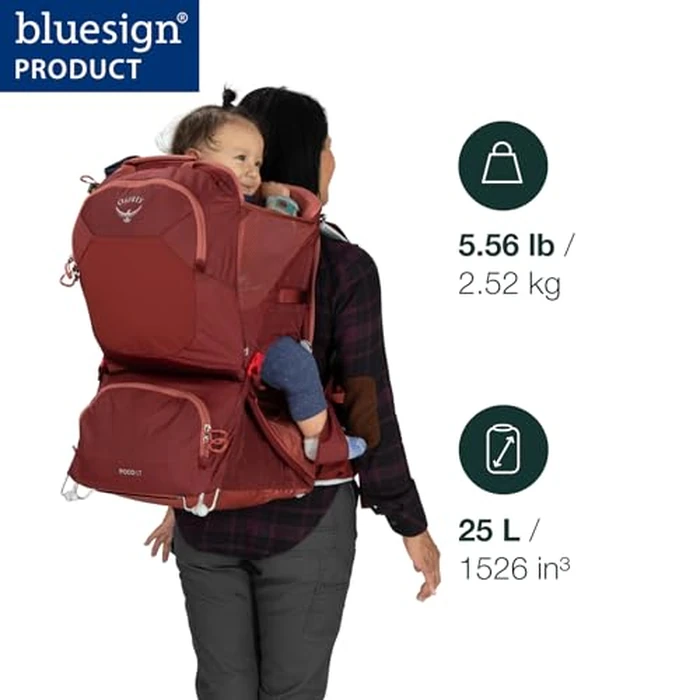Osprey Poco LT Lightweight Child Carrier Backpack - Compact, Travel-Ready Kid Carrier with Sunshade and Adjustable Fit - Lightweight, Comfortable Hiking Carrier for Toddlers, Red Mountain by Osprey - Image 1