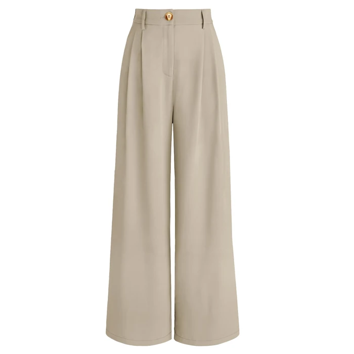 AUTOMET Wide Leg Dress Pants Womens Work Business Casual Palazzo Summer Flowy High Waisted Trousers Slacks 2026 Fashion Suit Pant Dressy Outfits Office Professional Clothes Light Khaki L by AUTOMET - Image 1