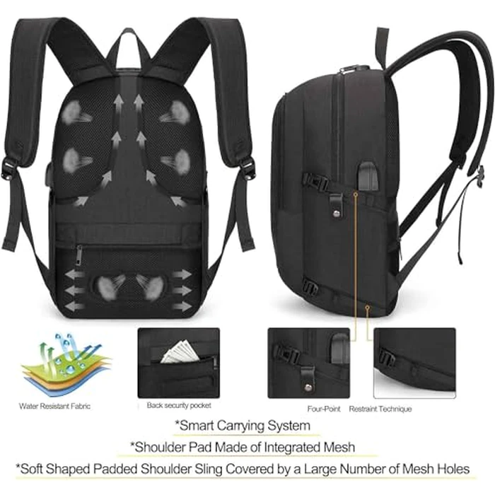 Tzowla Laptop Backpack for Men Women,Travel Work Security Anti Theft Water Resistant Durable Computer Bookbags with USB Charging Port,Gifts for College School Students, Fit 14.3/15.6 inch Accessories by Tzowla - Image 6
