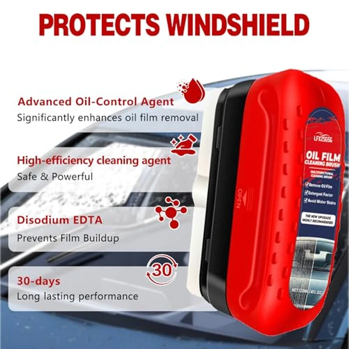 LFXZSGSG Oil Film Cleaning Brush for Car Windows, 2026 Upgraded Clear Vision Windshield Cleaner with Anti-Rain Coating, Improving Clarity & Safer Driving, Kit with Supplements & Towel, 2 pcs(Red) by LFXZSGSG - Image 5