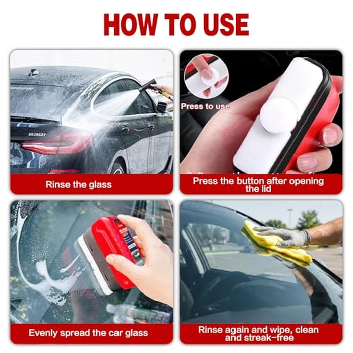 LFXZSGSG Oil Film Cleaning Brush for Car Windows, 2026 Upgraded Clear Vision Windshield Cleaner with Anti-Rain Coating, Improving Clarity & Safer Driving, Kit with Supplements & Towel, 2 pcs(Red) by LFXZSGSG - Image 6