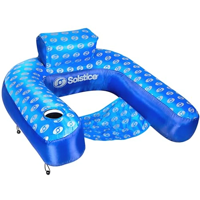 SWIMLINE SOLSTICE Extra-Large Fabric Covered U-Seat Pool Float U-Seat Lounger Raft For Adults & Kids I Comfortable Sling Seat, Back Rest, Cup Holder, & Quick-Dry Cover For Adult Or Kid Floating by Swimline - Used - Like New condition - US$33.20