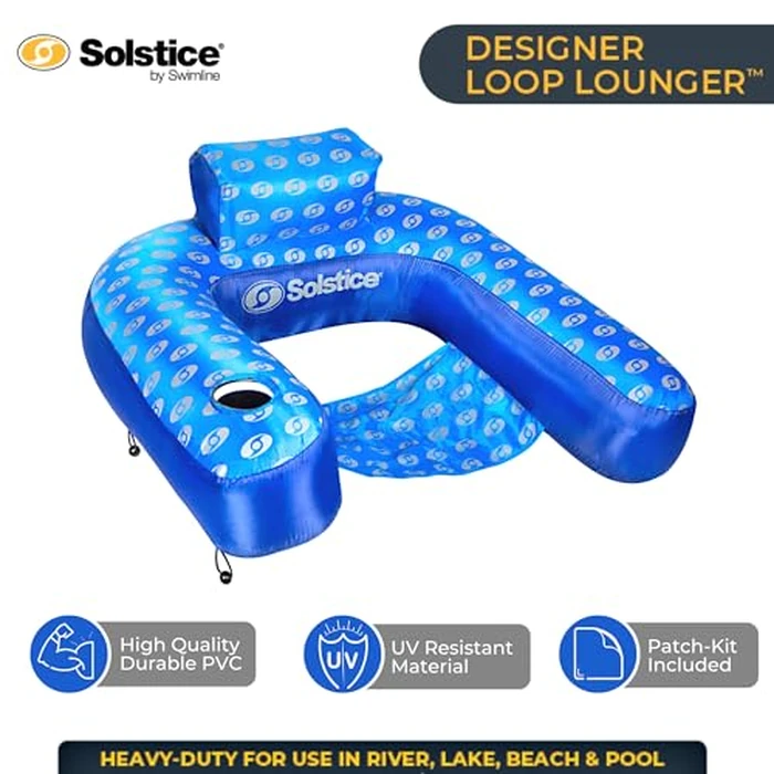 SWIMLINE SOLSTICE Extra-Large Fabric Covered U-Seat Pool Float U-Seat Lounger Raft For Adults & Kids I Comfortable Sling Seat, Back Rest, Cup Holder, & Quick-Dry Cover For Adult Or Kid Floating by Swimline - Image 6