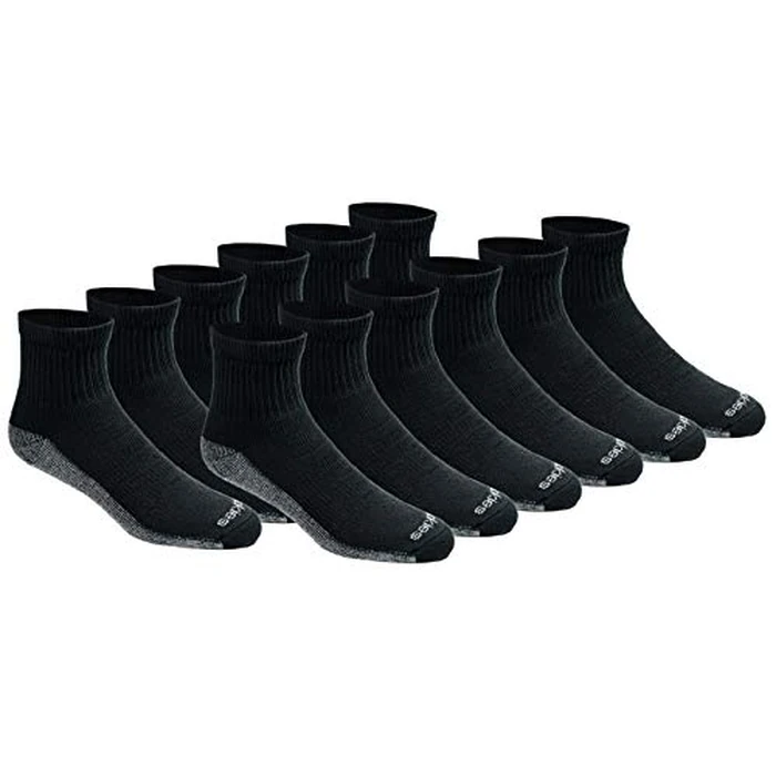 Dickies Men's Dri-Tech Moisture Control Quarter Socks, Available in M-XXL (6, 12, 18 Pairs), Black (12 Pairs), X-Large by Dickies - Image 1