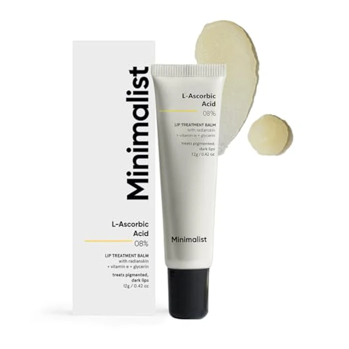Minimalist Lip Treatment Balm for Lightening Dark Lips, Hydrating & Softening | 8% L-Ascorbic Acid with Vitamin E, Radianskin & Glycerine | For Women & Men | 0.42 Oz / 12 gm by Minimalist - Used - Good condition