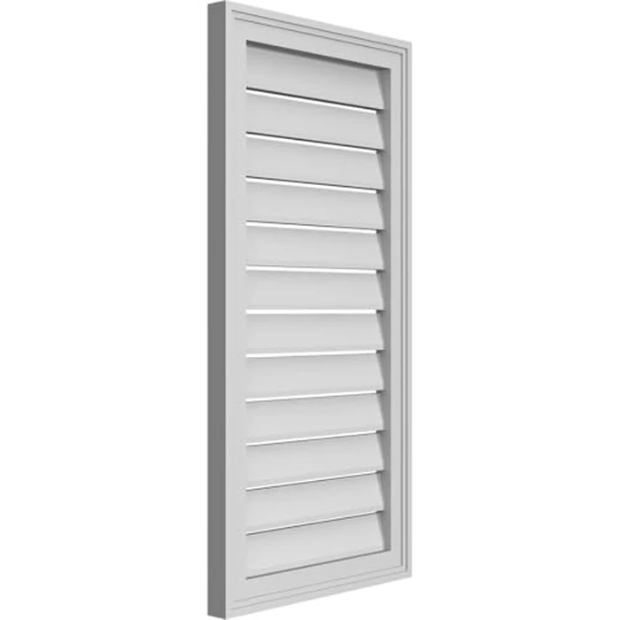 18"W x 36"H Rectangle Surface Mount PVC Gable Vent: Functional, w/ 2"W x 1-1/2"P Brickmould Frame by Ekena Millwork - Image 2