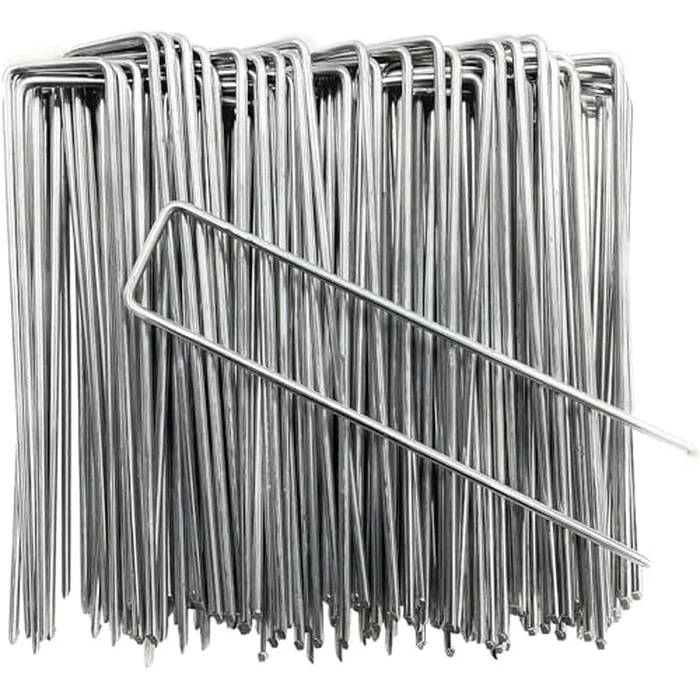 Petgrow 6 Inch Garden Stakes Galvanized Landscape Staples,U-Type Turf Staples for Artificial Grass, Rust Proof Sod Pins Stakes for Securing Fences Weed Barrier, Outdoor Wires Cords Tents Tarps by Petgrow - Used - Like New condition - US$13.87
