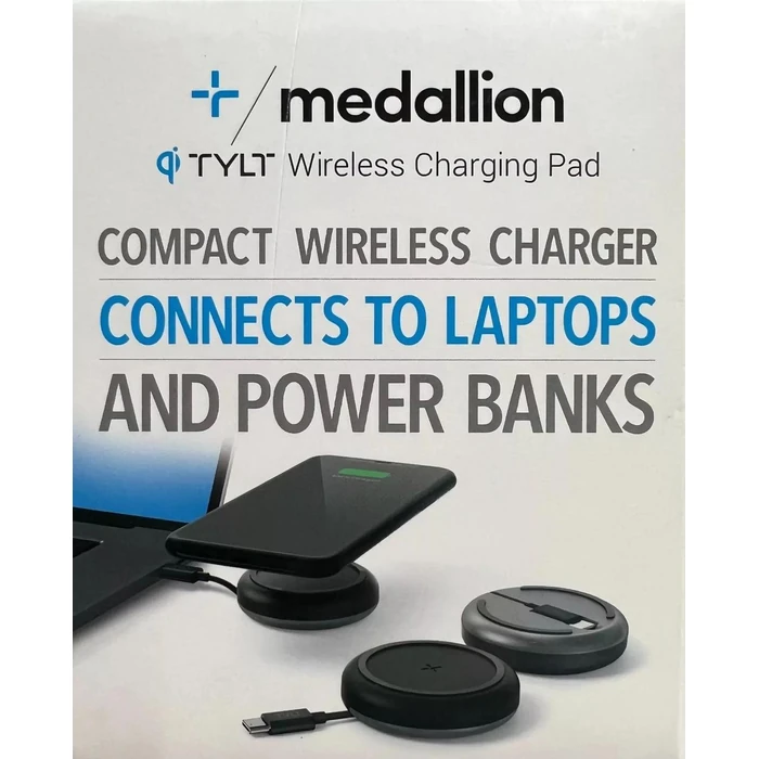 TYLT Medallion Portable Wireless Charging Pad - Black by TYLT - Refurbished - Excellent condition - US$15.48