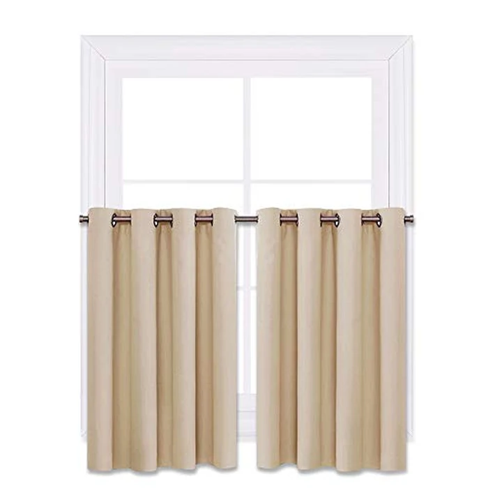 NICETOWN Kitchen Blackout Window Tiers - Grommet Top Privacy Protected Bathroom Curtain Valances (52-inch x 36-inch,Biscotti Beige,2 Pieces) by NICETOWN - Used - Very Good condition - CA$11.30