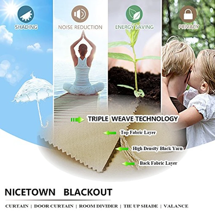 NICETOWN Kitchen Blackout Window Tiers - Grommet Top Privacy Protected Bathroom Curtain Valances (52-inch x 36-inch,Biscotti Beige,2 Pieces) by NICETOWN - Image 6