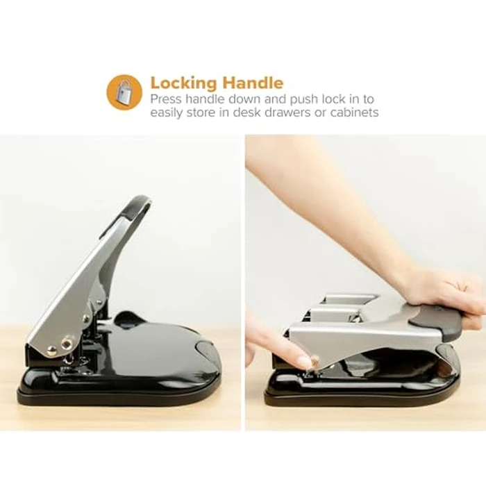 Bostitch Office EZ Squeeze Heavy Duty 3 Hole Punch, 40-Sheet Capacity, Use Less Force, Perfect for Home Office School Supplies, Sleek Design, Silver by Bostitch - Image 6