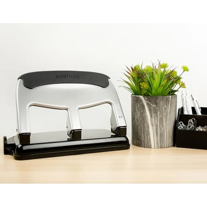 Bostitch Office EZ Squeeze Heavy Duty 3 Hole Punch, 40-Sheet Capacity, Use Less Force, Perfect for Home Office School Supplies, Sleek Design, Silver by Bostitch - Image 7