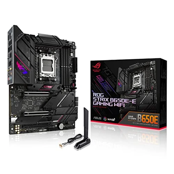 ASUS ROG Strix B650E-E Gaming WiFi AMD B650 AM5 Ryzen(TM) Desktop 9000 8000 & 7000 ATX Motherboard, 16+2 Power Stages, DDR5, 3X M.2 Slot, PCIe(R) 5.0, WiFi 6E, 2.5G LAN, USB 3.2 Gen 2x2 Type-C(R), Aura Sync by ASUS - Image 1