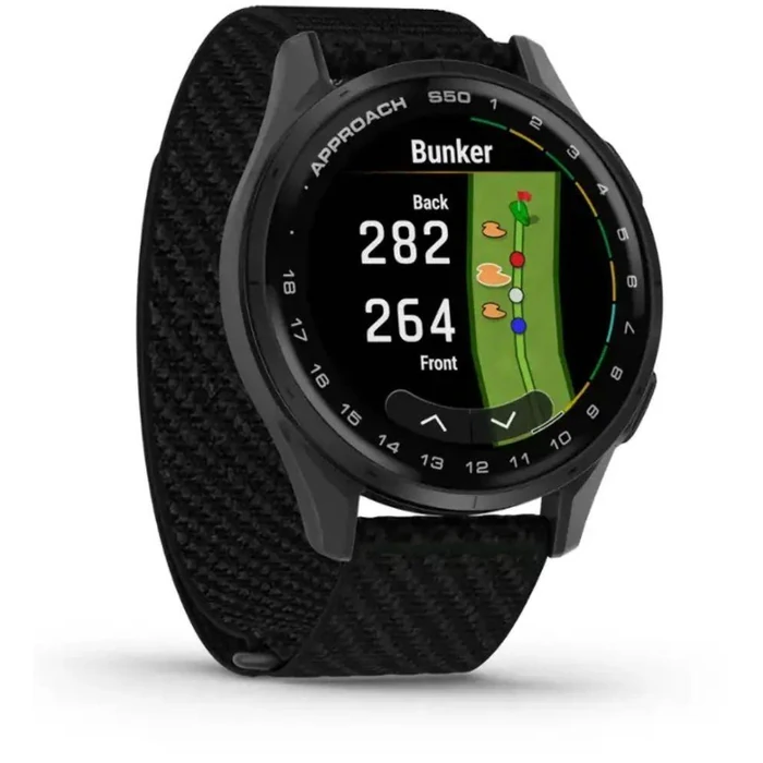 Garmin Approach S50 Advanced GPS Golf Smartwatch - 4GB - 30.4mm - Slate Aluminum Case with Black Nylon ComfortFit Nylon Band by Garmin - Image 2