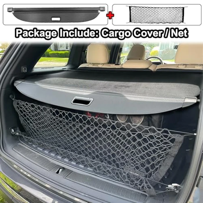 Volcaner Cargo Cover for 2021-2026 Jeep Grand Cherokee L(3-Row Only;WL) Accessories,Retractable Luggage Security Shield Shade Privacy Trunk Cover (Carbon Fiber Look, for Jeep Grand Cherokee L) by Volcaner - Image 3