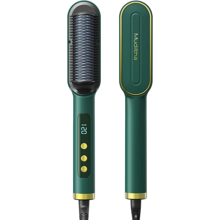 Mudiiltha Negative Ion Hair Straightening Brush - Green by Mudiiltha - Refurbished - Premium condition