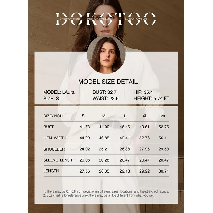 Dokotoo Womens Tops Fall Fashion Spring 3/4 Button V Neck Blouses for Women Ladies Side Slit Long Sleeve Solid Comfy Cotton Textured Fabrication Oversized Shirts Cute Tunic Tops L Black by Dokotoo - Image 6