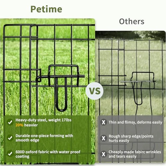 PETIME Foldable Metal Dog Exercise Pen/Pet Puppy Playpen Kennels Yard Fence Indoor/Outdoor 8 Panel 24" W x 24" H with Bottom Pad (with Bottom pad, 8 Panels 24" H) by PETIME - Image 4
