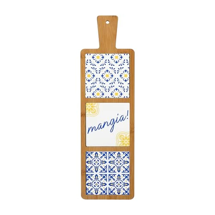 Pavilion Gift Company- Mangia! - 16.5" Bamboo Ceramic Heat Resistant Trivet Summer Italian Mediterranean Kitchen Decor by Pavilion Gift Company - Image 1